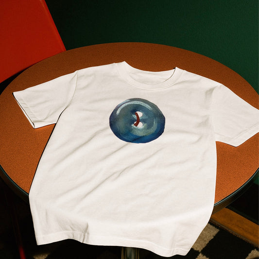 ‘CUTE AS A BUTTON’ blue detail baby tee